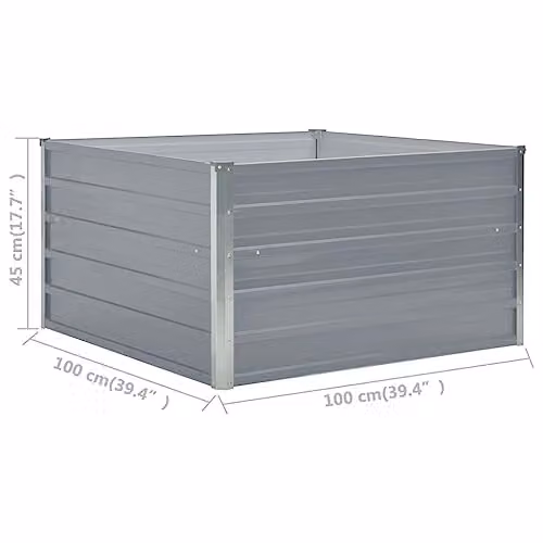 vidaXL Raised Garden Bed in Grey Galvanised Steel, W/D/H: 100 x 100 x 45 cm – 2