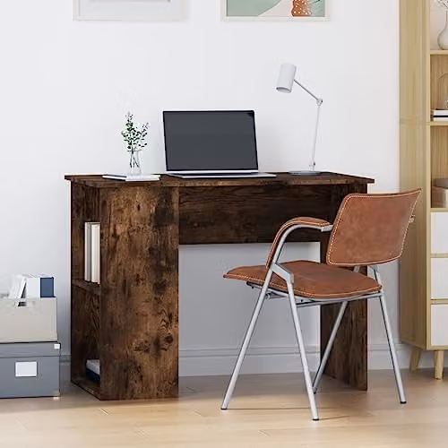 vidaXL Computer Desk in Smoked Oak, W/D/H: 100 x 55 x 75 cm – 2