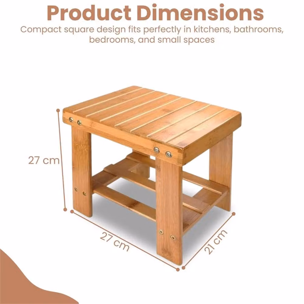 VOGREX Multi-Purpose Bamboo Stool in Brown – 2