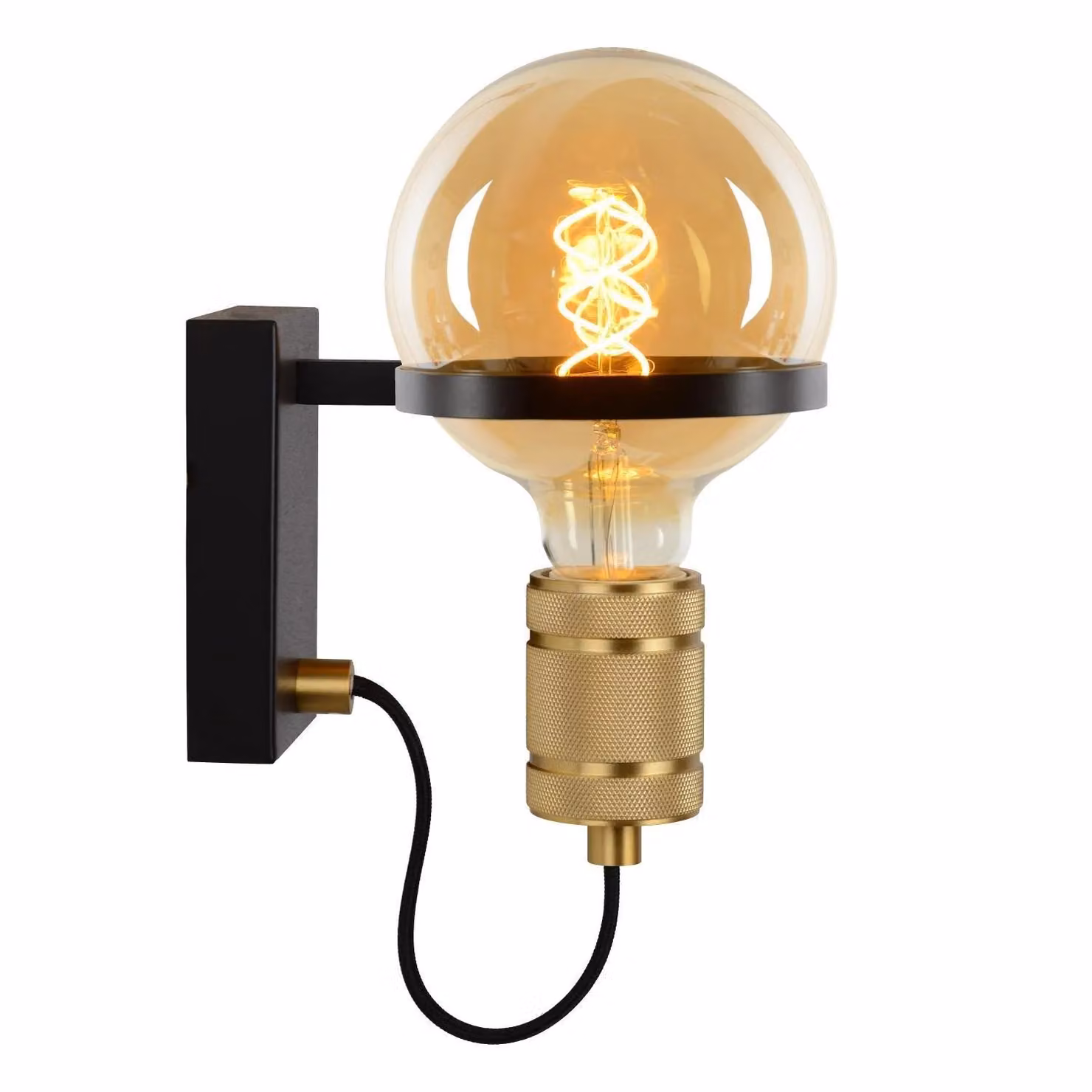 Lucide Ottelien Modern Dimmable Indoor Wall Light in Black with Transparent Glass Sphere – 2