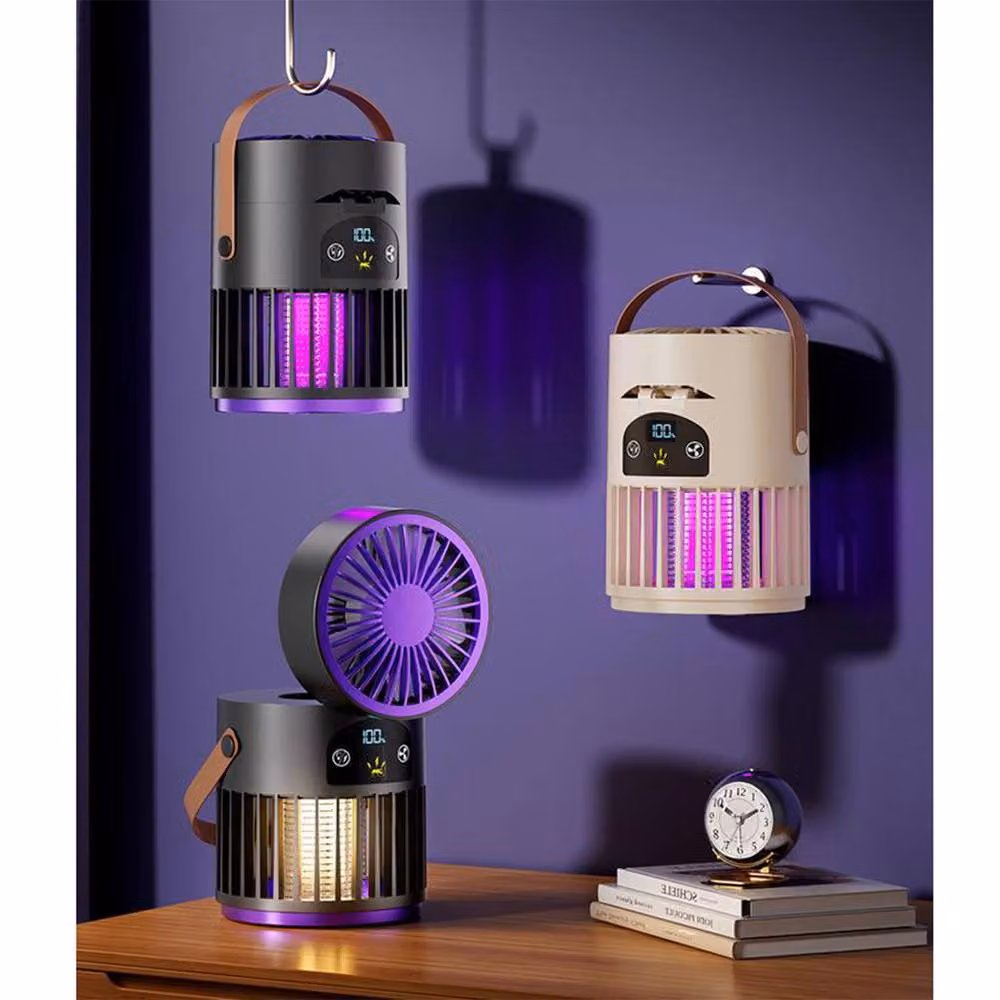 Quipulse 3-in-1 Digital Display Mosquito Killer Fan and Night Light in Beige – 2