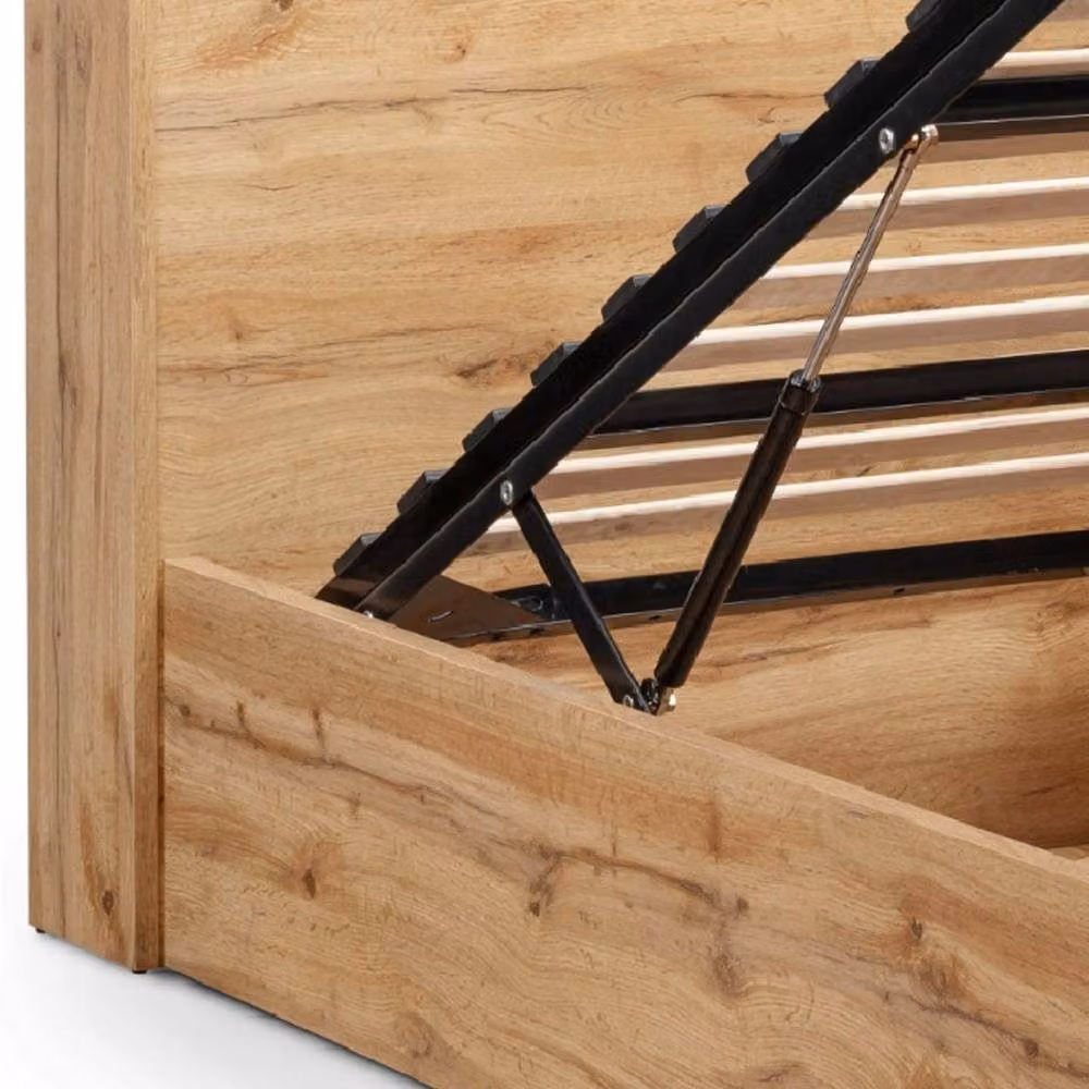 Cheshire Alder Ottoman Storage Bed in Light Oak Brown, Single, W/D/H: 90 x 200 cm – 5
