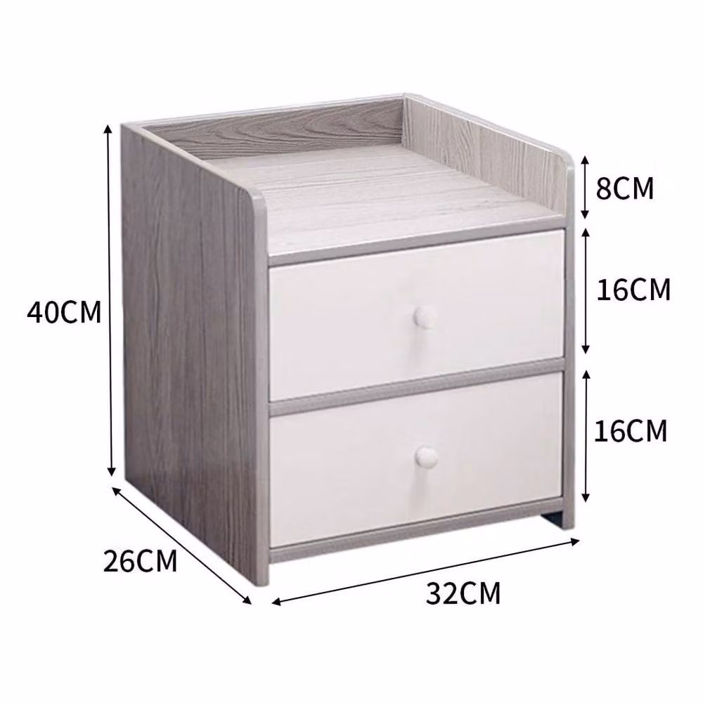 KORVIXA 2 Drawer Wooden Bedroom Bedside Cabinet in Grey W/D/H: 100 x 100 x 100 cm – 2
