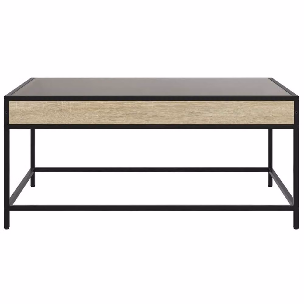 Berkfield Home Infinity LED Decorative Coffee Table in Sonoma Oak and Brown, W: 90 cm, D: 50 cm, H: 41 cm – 3