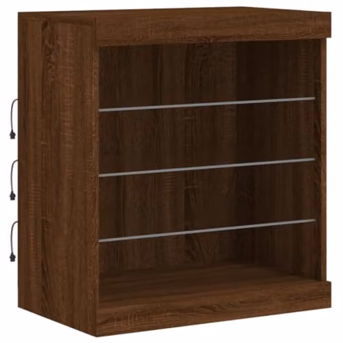 vidaXL Modern Sideboard with Integrated LED Lights in Brown Oak, W/D/H: 60.5 x 37 x 67 cm – 1