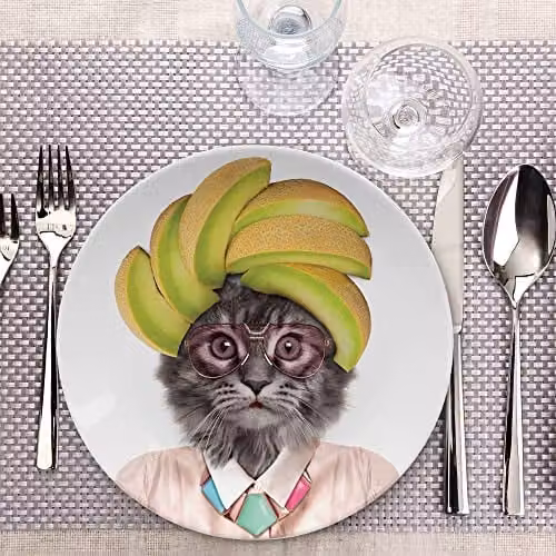 Wild Dining Cat Design Ceramic Dinner Plate in Mustard, Diameter: 22.9 cm – 1