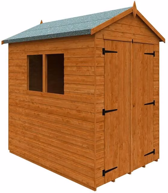 Buttercup Farm 12mm Wooden Workshop Shed with Double Doors and Window in Burnt Orange, W: 145 cm, D: 205 cm, H: 233.5 cm