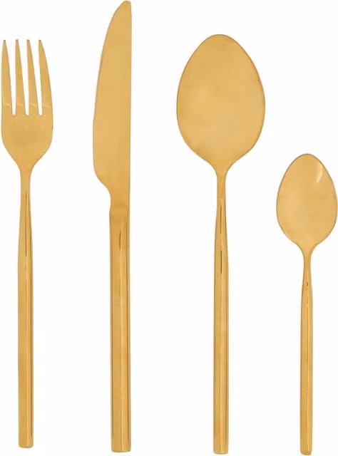 Premier Housewares 16 Piece Gold Coated Stainless Steel Cutlery Set – 1