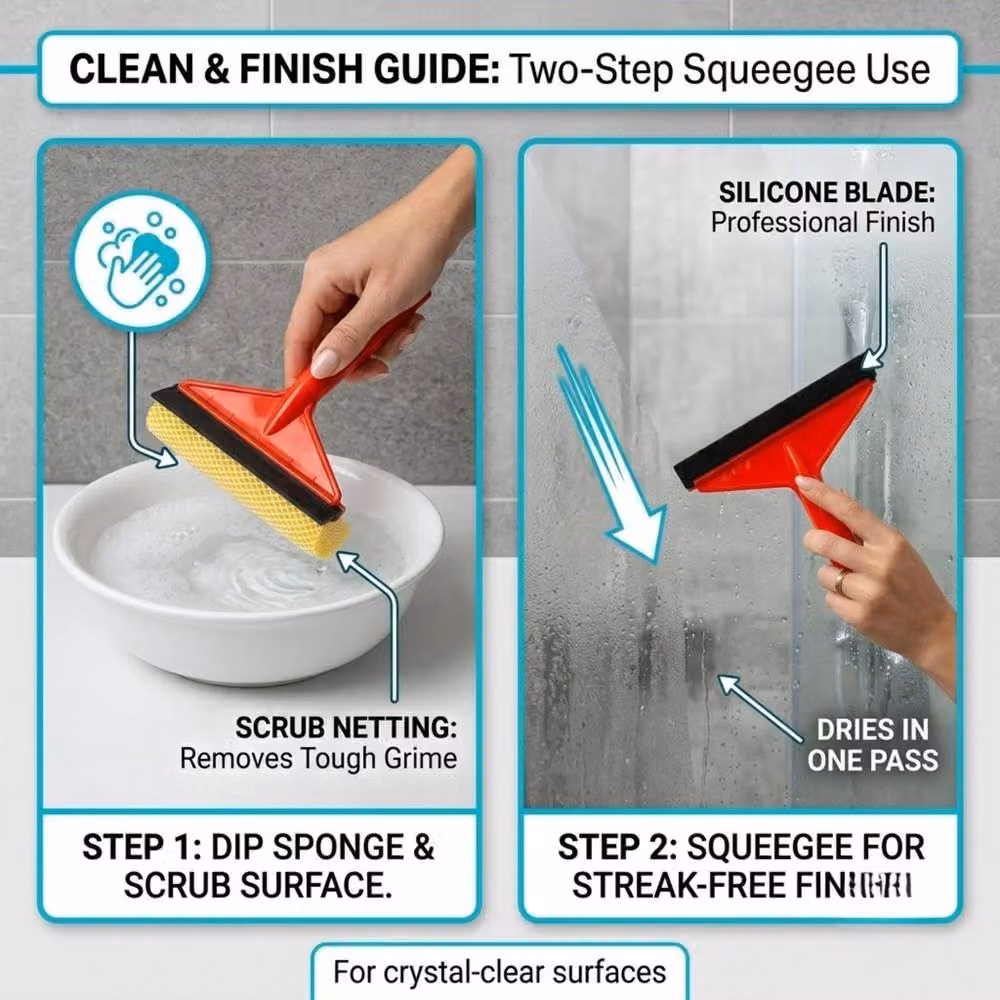 Bedsland Small Compact Window Squeegee for Glass and Mirrors, Red – 3