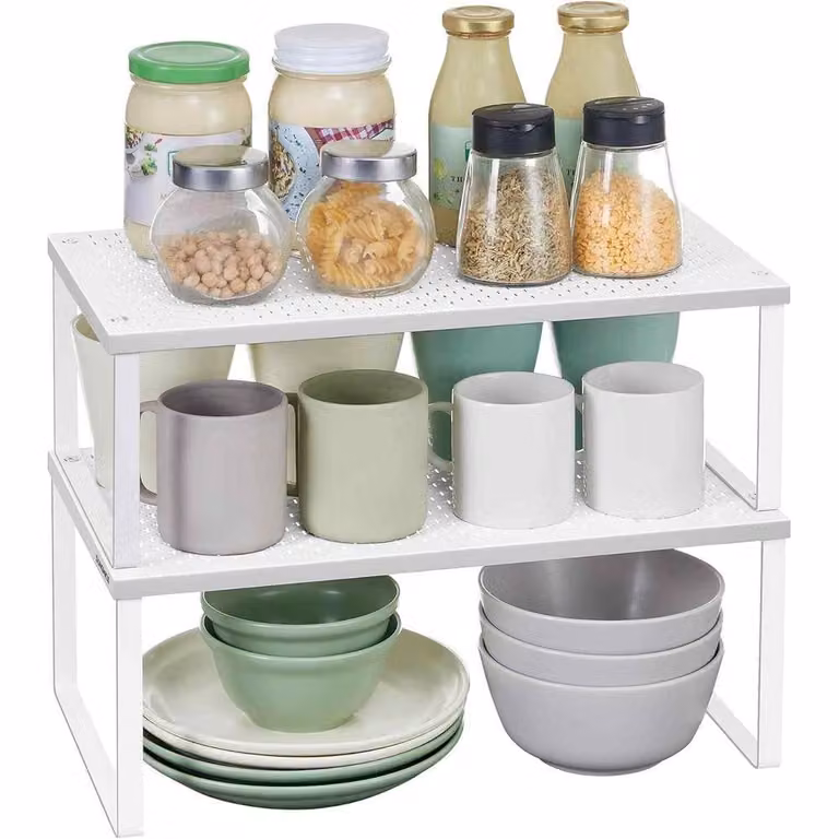 The Bazaarist Set of 2 Expandable Metal Spice Racks in White
