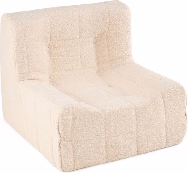 Gymax Teddy Fleece Bean Bag Chair in Beige