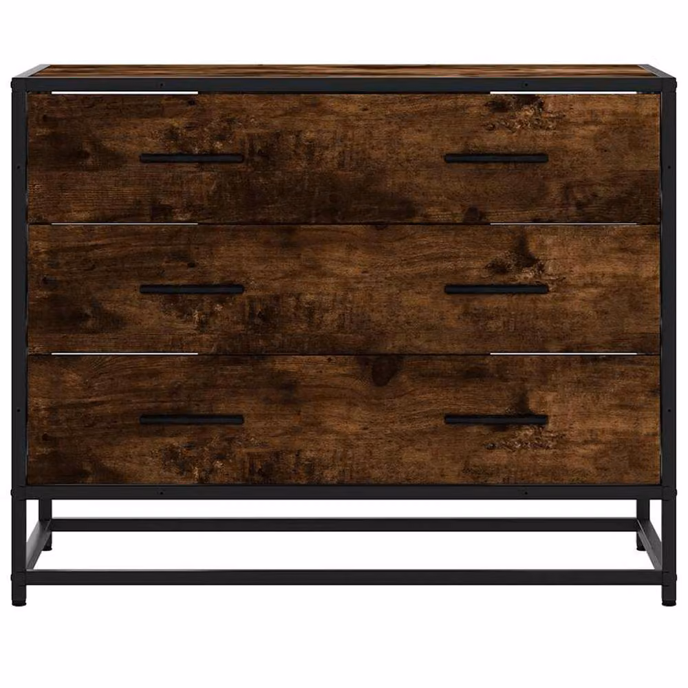 Berkfield Home Smoked Oak Drawer Cabinet in Brown, W/D/H: 70 x 41 x 56 cm – 4