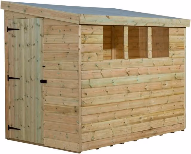 Empire Sheds Empire 3000 Green Pent Garden Shed with Single Door and 3 Windows