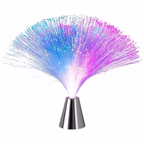 Innoteck Multicolour Fibre Optic LED Lamp with Rotating Effect, Battery Operated Night Light, H: 33.0 cm, W: 8.0 cm, D: 8.0 cm