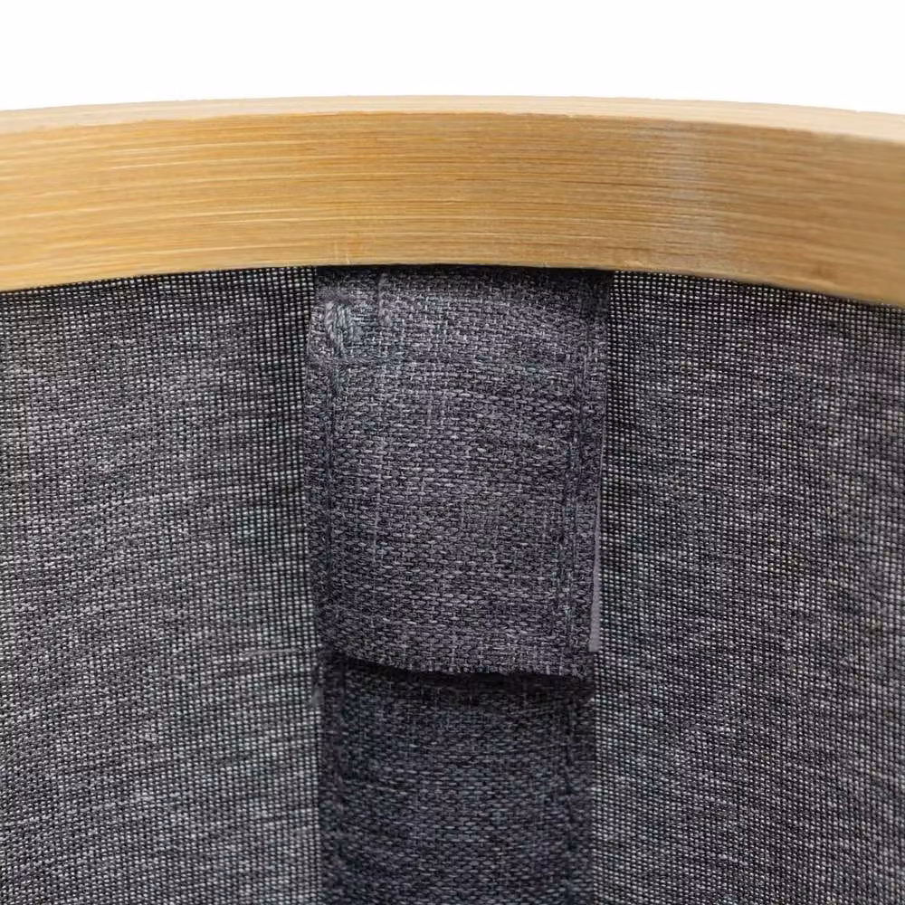 EONLION Foldable Bamboo Storage Basket with Handles in Grey, W/D/H: 50.0 x 50.0 x 26.0 cm – 4