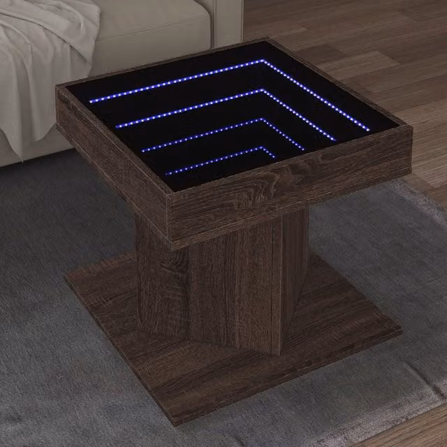 Berkfield Home Modern Square Coffee Table in Brown Oak, W/D/H: 50 x 50 x 45 cm – 1