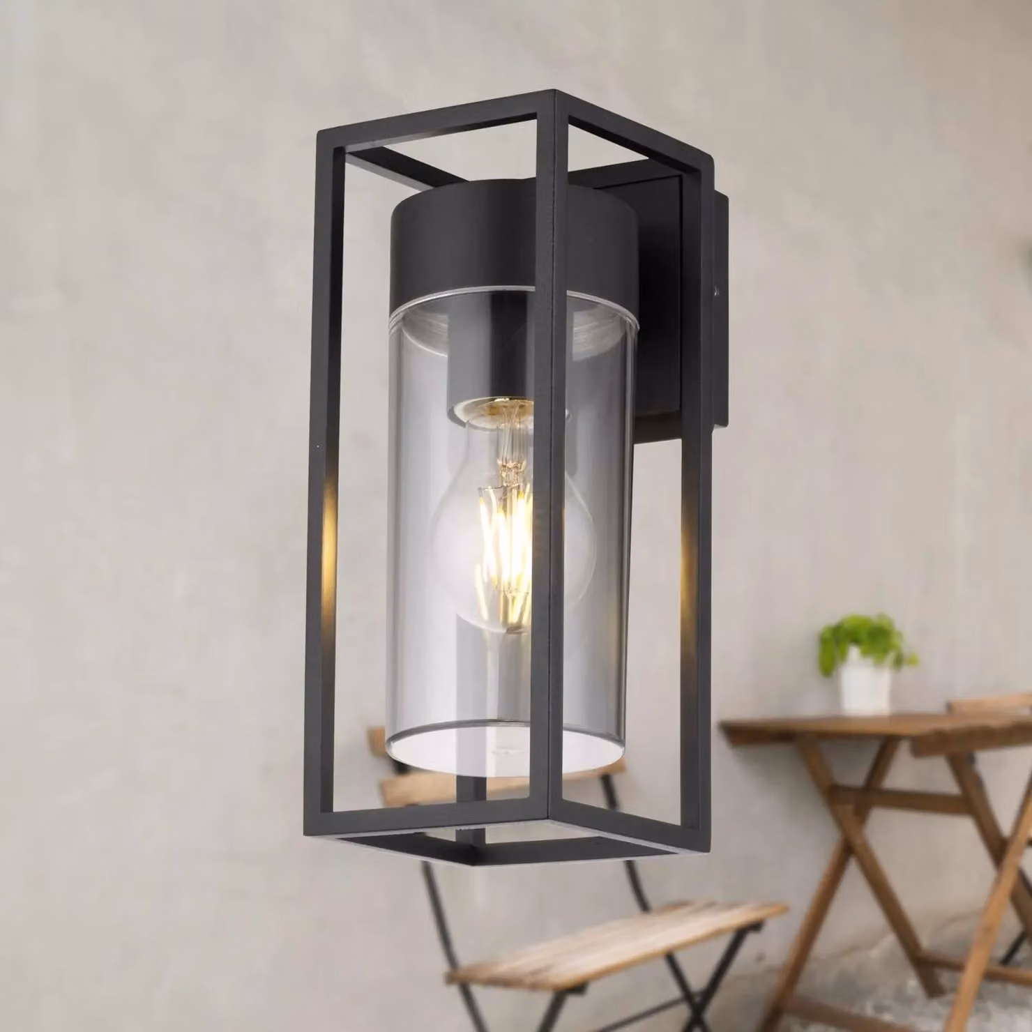 First Choice Lighting Hale Black and Transparent IP44 Outdoor Wall Light – 4