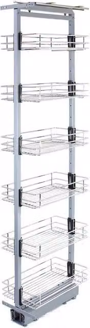 Monstershop KuKoo Pull Out Soft Close Kitchen Larder in Silver, Depth: 46 cm, Height: 190 cm – 1