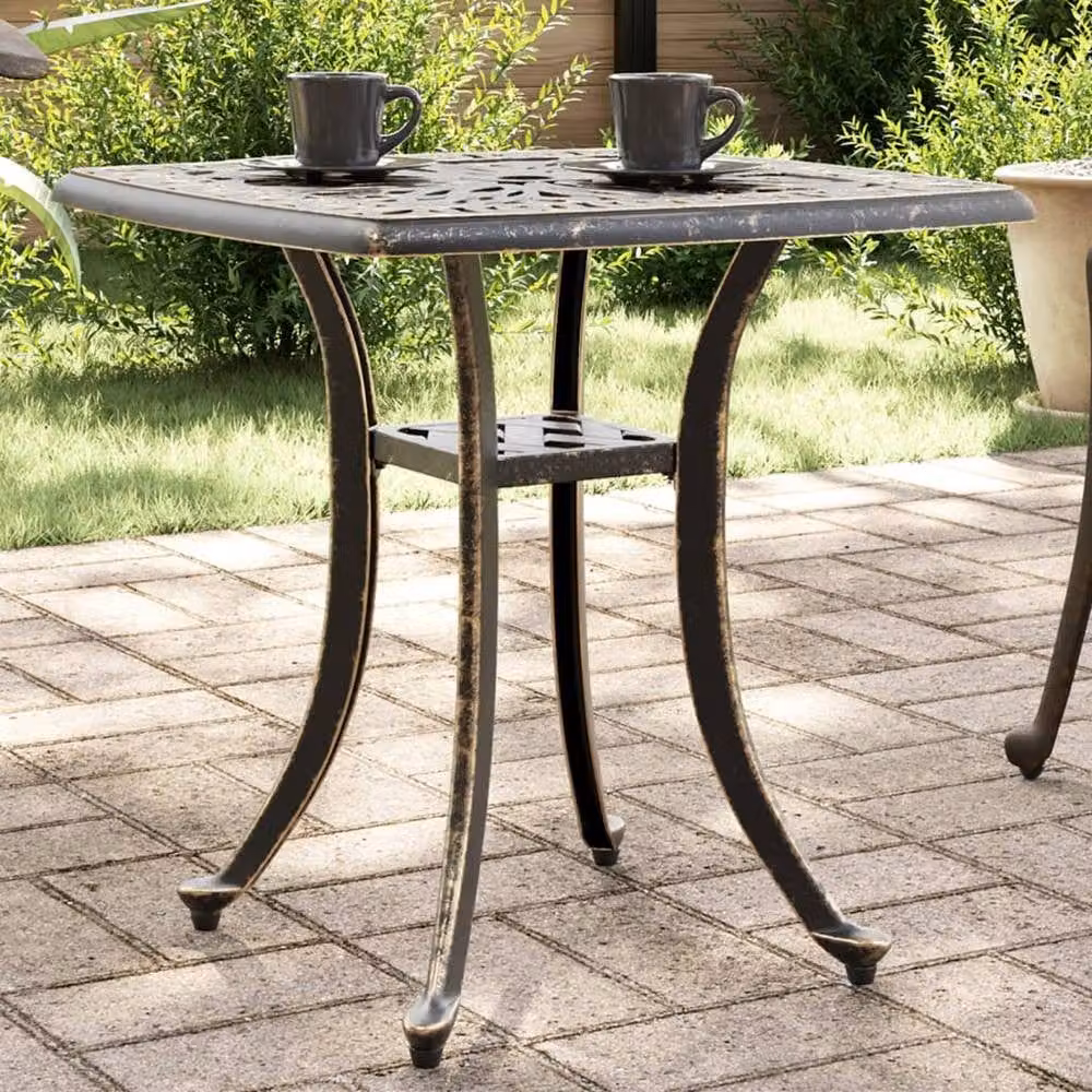 Berkfield Home Square Garden Table in Brown Cast Aluminium W/D/H: 53 x 53 x 53 cm – 2