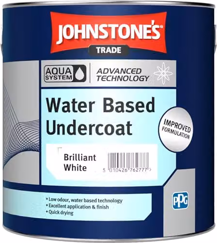 Johnstone's Trade Aqua System Water Based Undercoat Paint, Brilliant White, 1 l