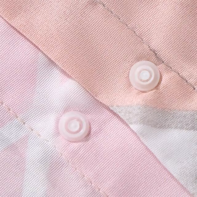 OHS Reversible Marble Graphic Duvet Cover and Pillowcase Set in Pink, Single, W: 90 cm, H: 200 cm