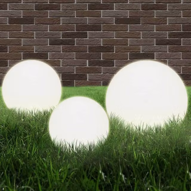 Berkfield Home LED Spherical Bowl Lamp Set of 3 in White, Diameter: 20 cm, 30 cm, 40 cm – 1