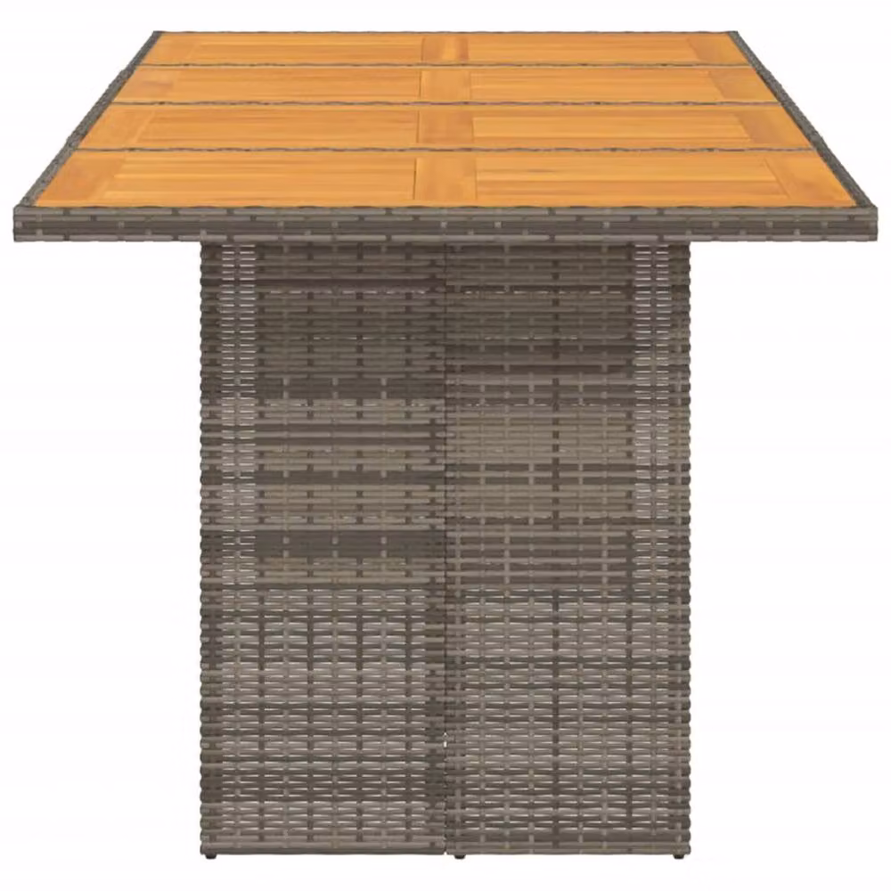Berkfield Home Extendable Garden Table with Grey Poly Rattan and Acacia Wood Top, W/D/H: 190 x 80 x 75 cm – 3