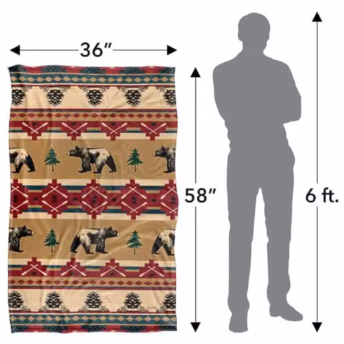 JQ Licensing Southwest Bear Silky Touch Super Soft Fleece Throw Blanket, Multicolour, W/D/H: 91 x 147 cm – 4