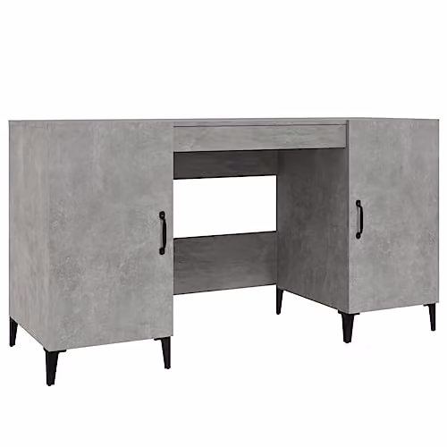 vidaXL Writing Desk in Grey Engineered Wood, W/D/H: 140 x 50 x 75 cm – 1