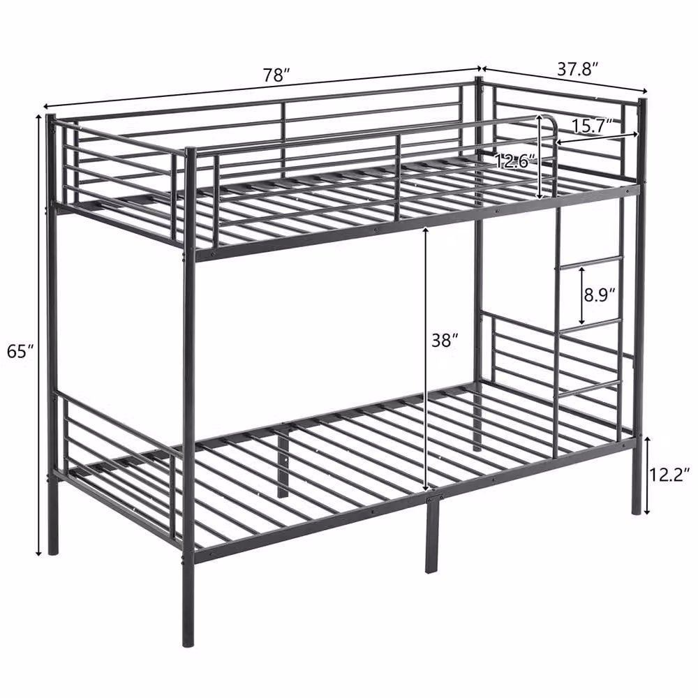 Kelvenix Single Metal Loft Bunk Bed Frame in Black – 2
