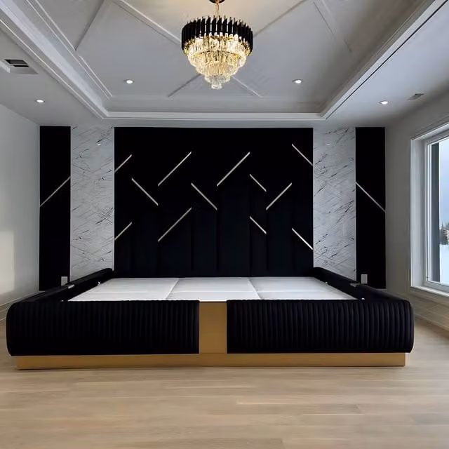 Paradise Beds Ltd Supreme Majestic High Headboard Bed in Black, Super King Size