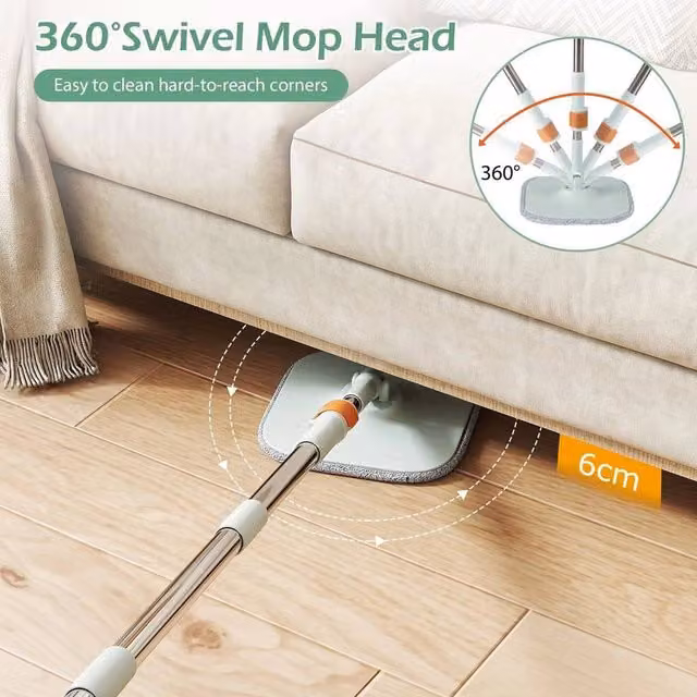 Kelvenix Spin Mop and Bucket Set with Wringer, Green, 0.6m2