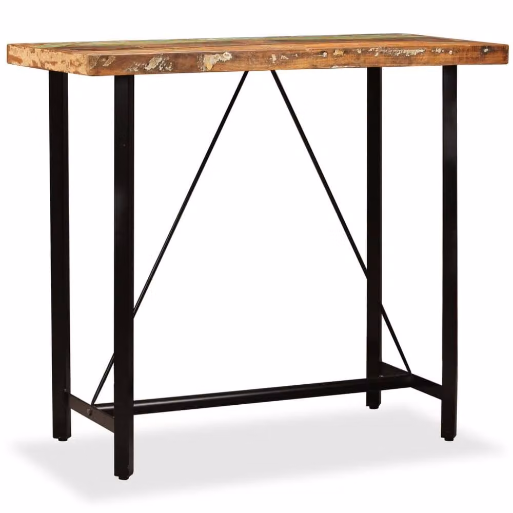 Berkfield Industrial Home Bar Table in Brown Solid Reclaimed Wood W/D/H: 120 x 60 x 107 cm – 2