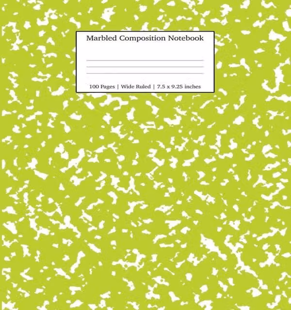 Young Dreamers Press Marbled Composition Notebook with Green, White and Multicolour Lined Paper