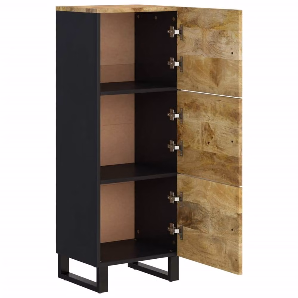 Berkfield Home Industrial Highboard with 3 Doors in Brown Mango Wood and Iron, W/D/H: 40 x 33 x 110 cm – 3