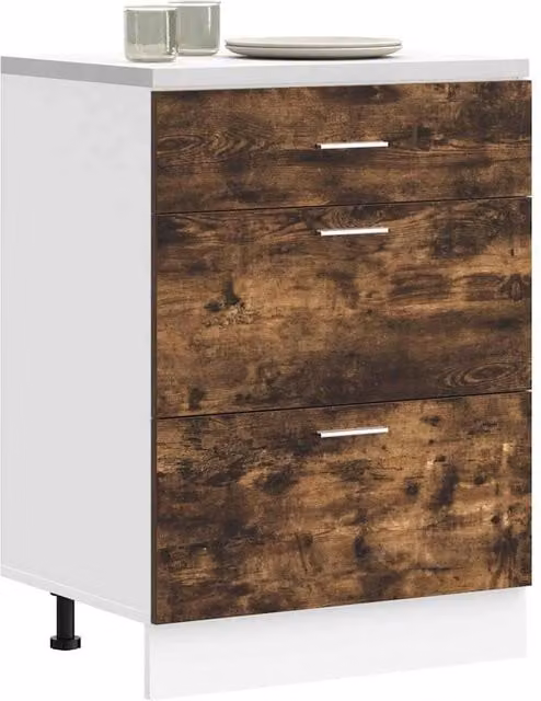 Berkfield Home Modern Freestanding Kitchen Base Unit in Brown Smoked Oak Wood