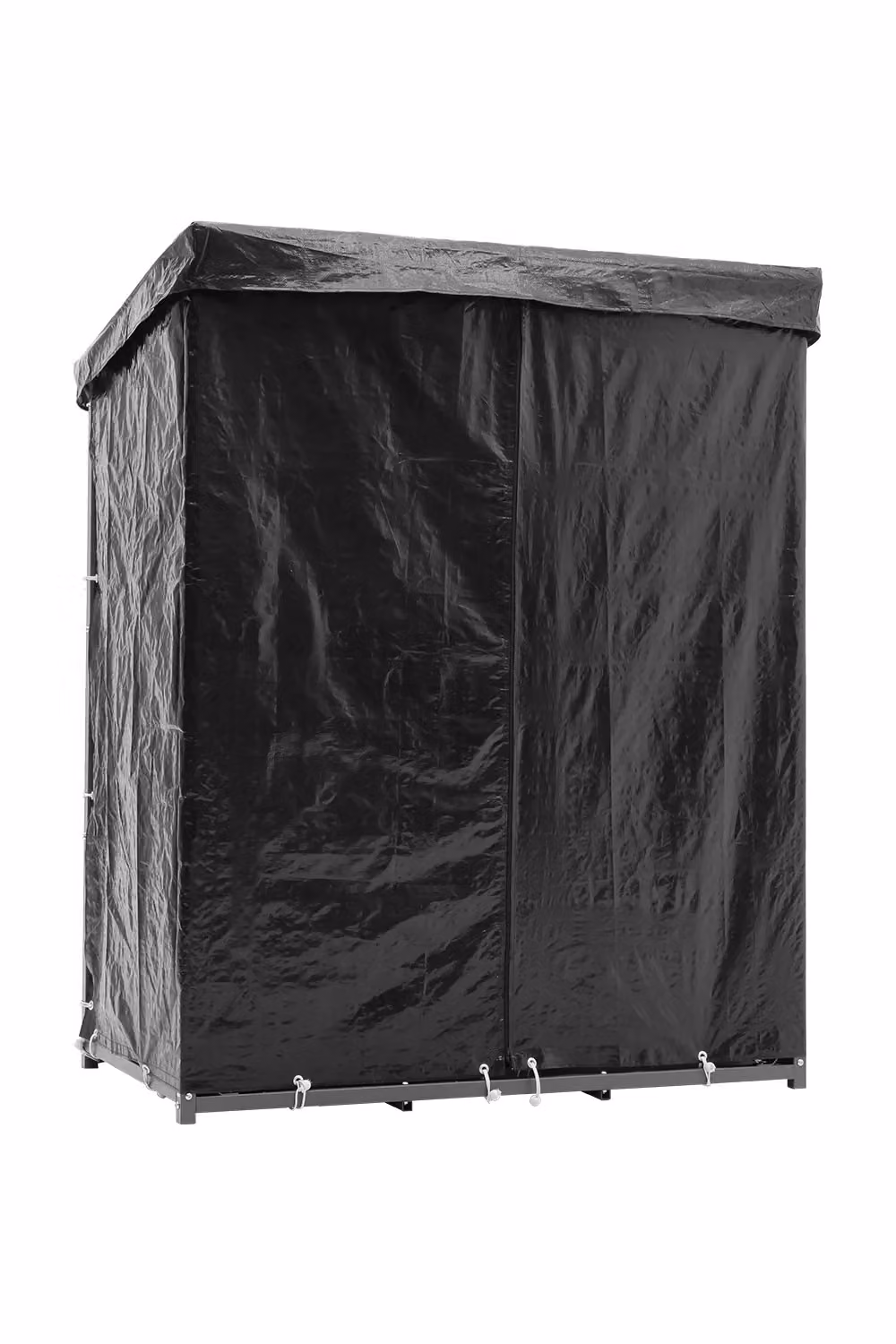 Living and Home Large Metal Tube Firewood Rack with Roof, Black, W: 182.88 cm, D: 70.1 cm, H: 185.0 cm – 2