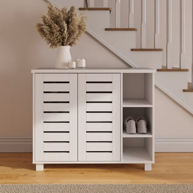 GFW Bodie Modern 2 Door 2 Shelf Shoe Cabinet in White