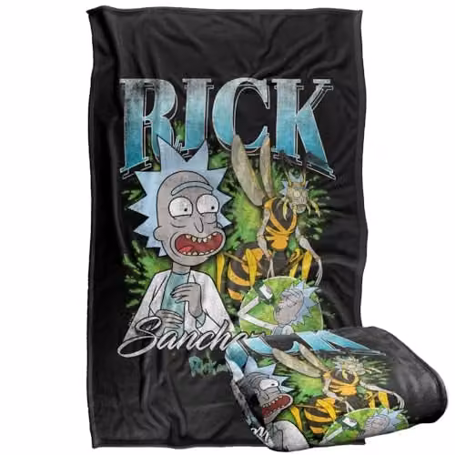 LOGOVISION Rick and Morty Rick Sanchez Homage Super Soft Fleece Throw Blanket, Multicolour, W: 91 cm, D: 147 cm
