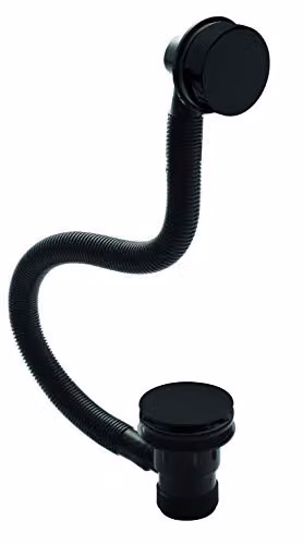 nuie E427E Modern Round Inset Undermount Bathroom Bathtub with Push Button Waste, Matt Black