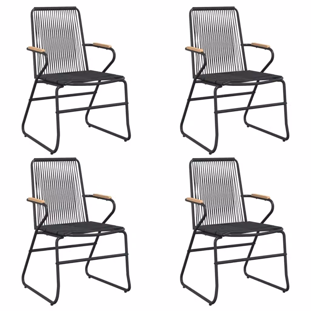 Berkfield Home Set of 4 Black PVC Rattan and Steel Garden Chairs, W: 58 cm, D: 59 cm, H: 85.5 cm – 2