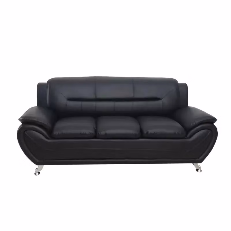 SquareBoxx Saturn 3 + 2 Sofa Set in Grey and Black with Synthetic Leather Upholstery – 5