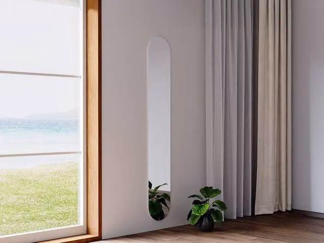 Vente-unique KANXI Oval Wall Mirror in Clear, W: 30 cm, H: 175 cm