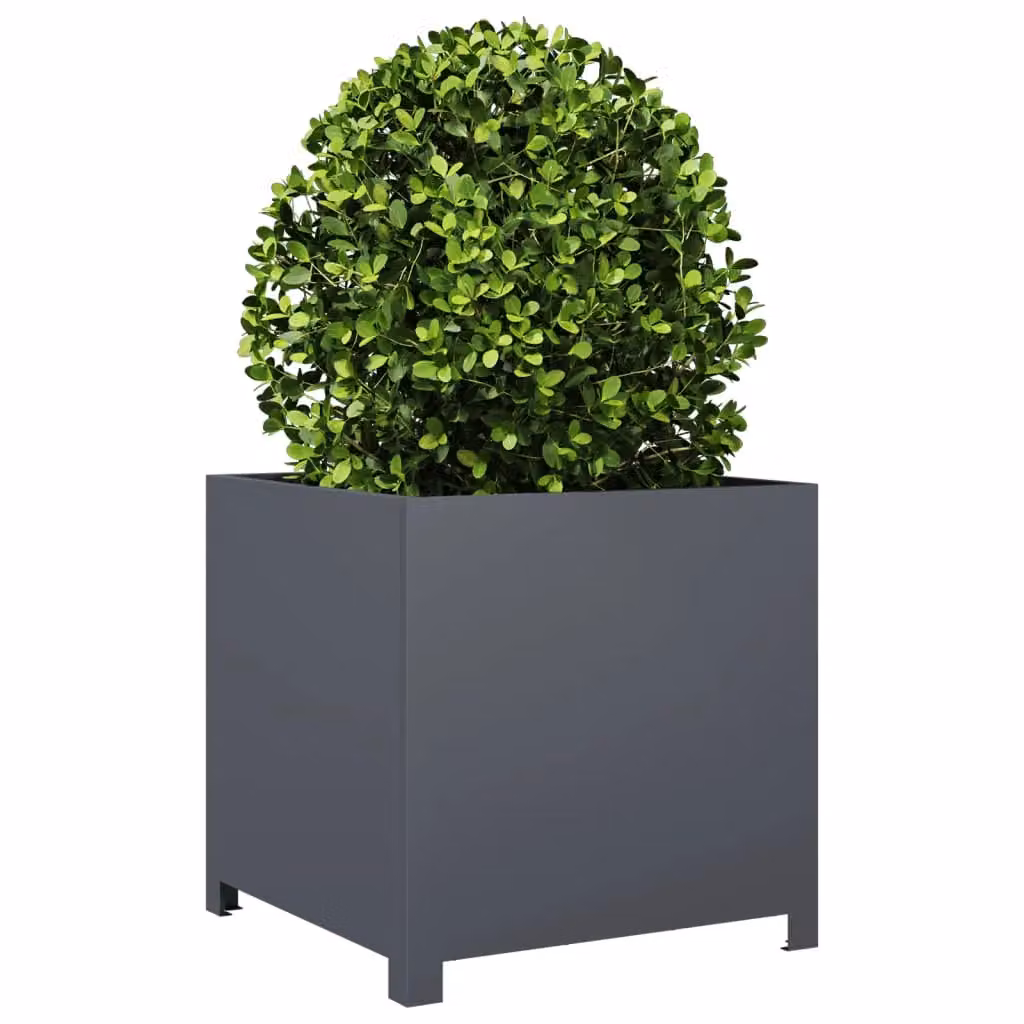 Berkfield Home Steel Garden Planter Tub in Anthracite Black, W/D/H: 50 x 50 x 50 cm – 3