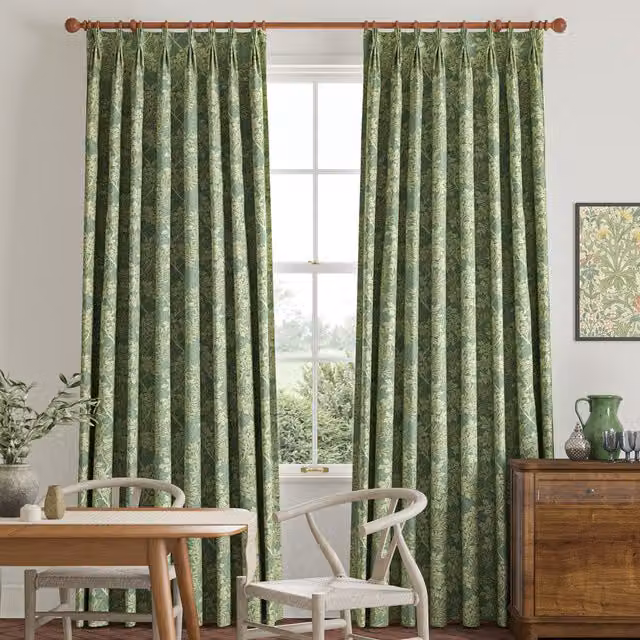 William Morris Foliage Made To Measure Blackout Cotton Curtains in Green