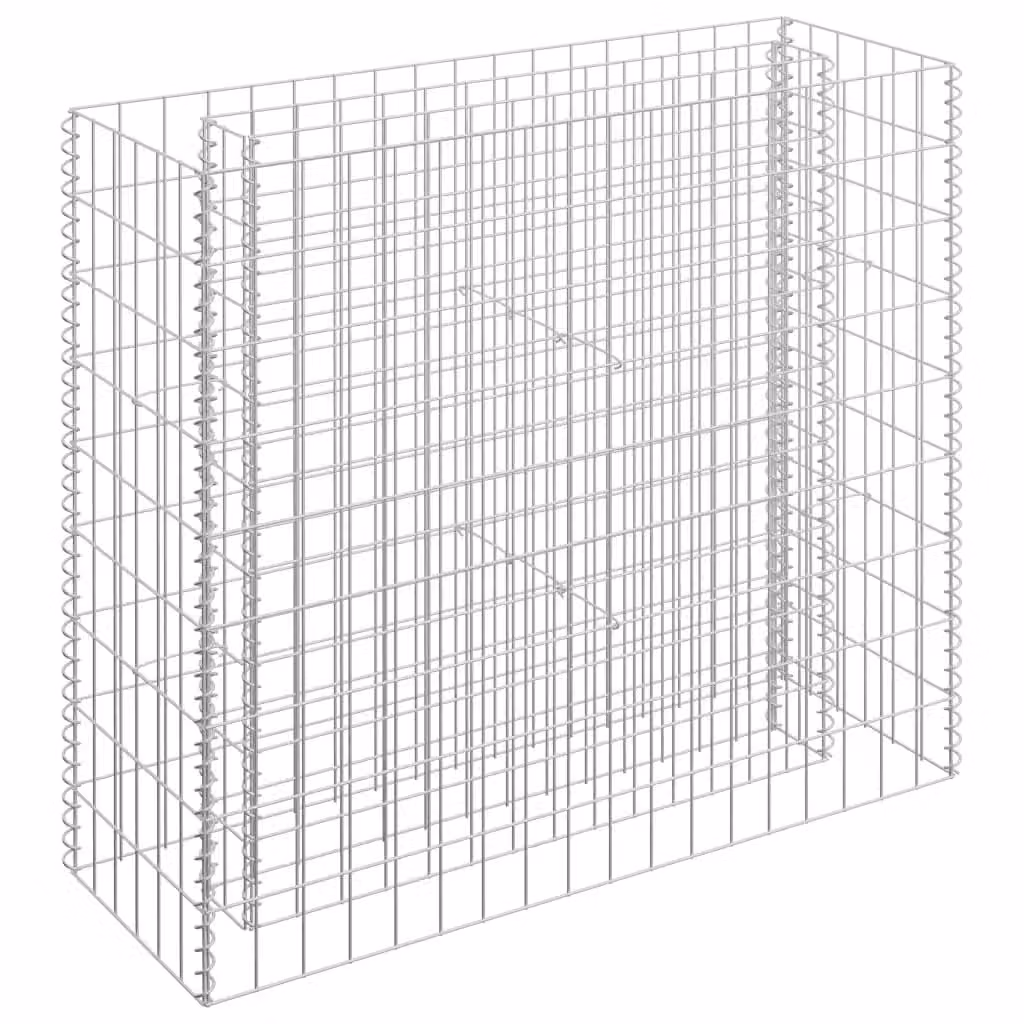 Berkfield Home Silver Galvanised Steel Stone Gabion Raised Bed, W/D/H: 90 x 30 x 90 cm – 1