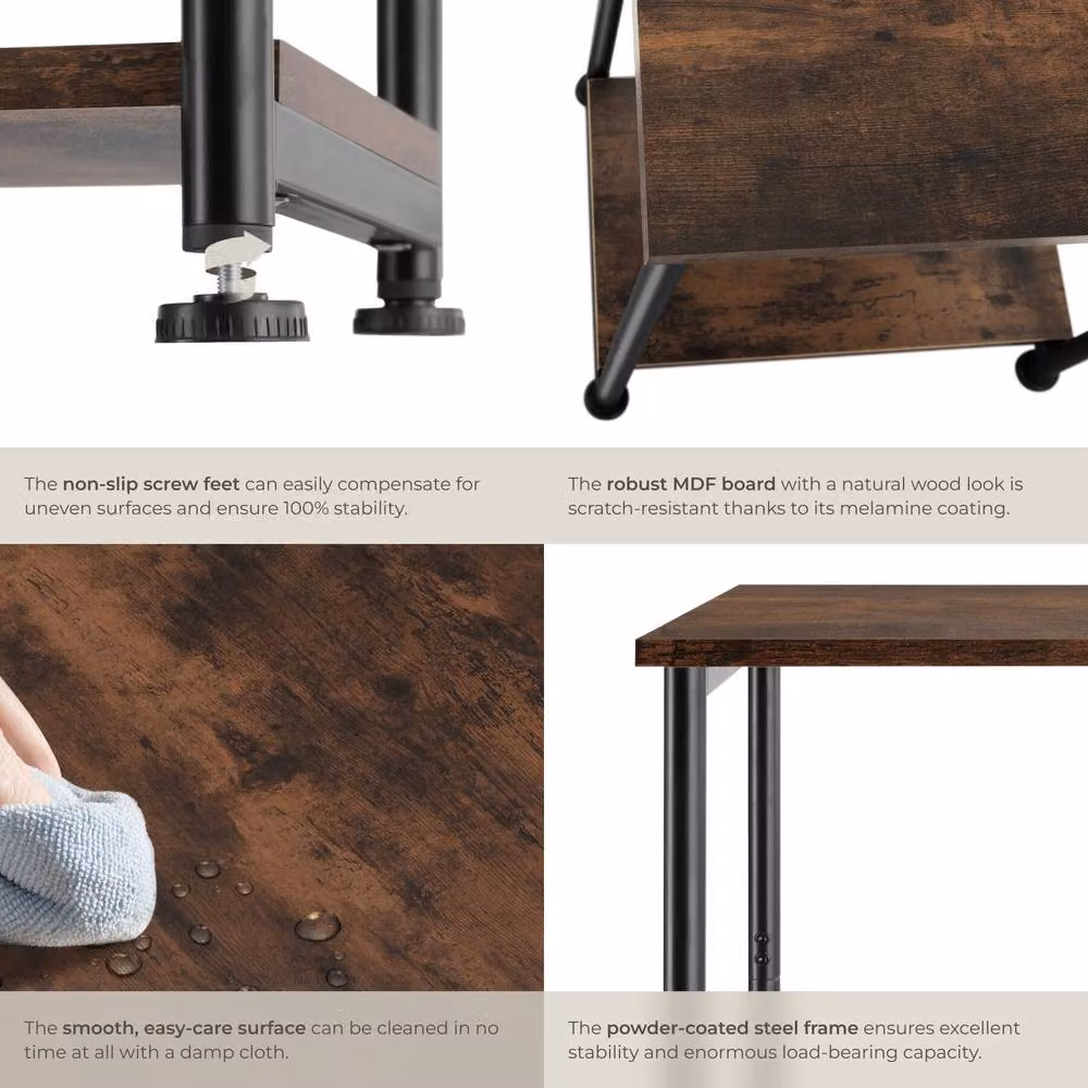 tectake Yonkers Bedside Table in Dark Brown and Black – 5