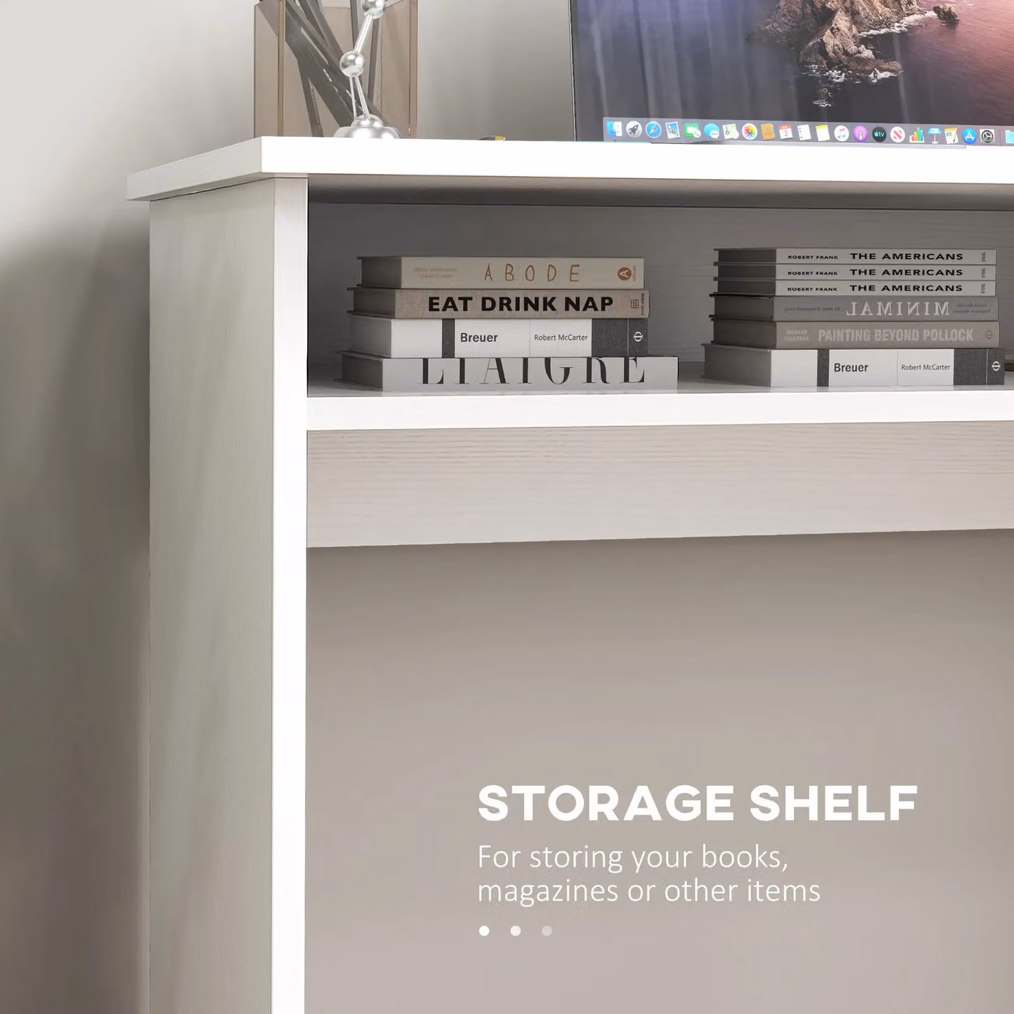 HOMCOM Computer Desk and Study Workstation in White – 3