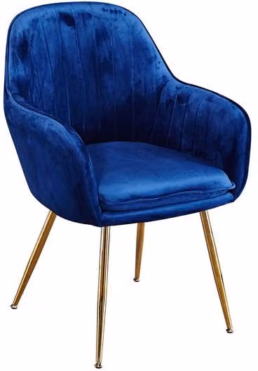 Netfurniture Lourd Velvet Dining Chairs in Royal Blue with Gold Metal Legs, Pack of 2