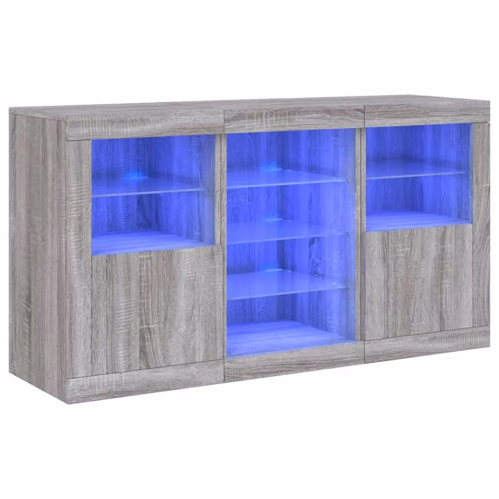 Berkfield Home Modern Sideboard with Integrated LED Lights in Grey Sonoma, W/D/H: 123 x 37 x 67 cm – 2